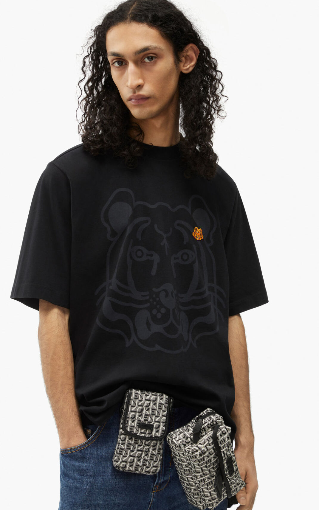 Kenzo K Tiger oversized T-shirts Herre - Sort DK-901660